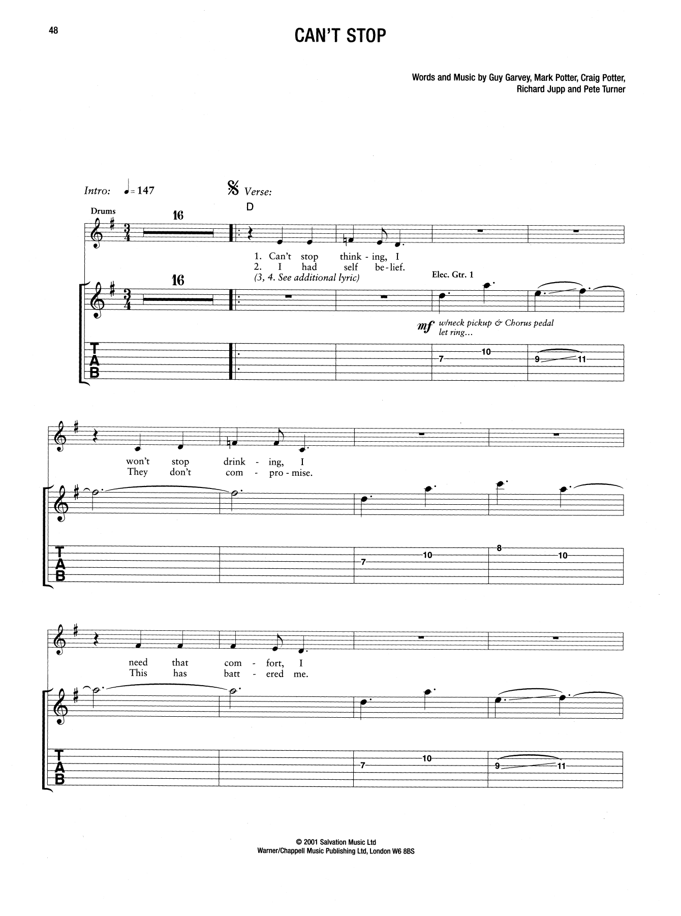 Download Elbow Can't Stop Sheet Music