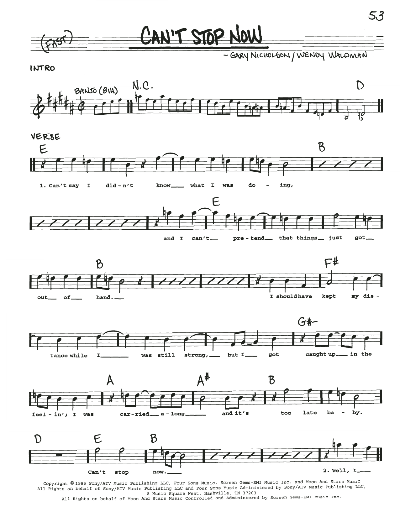 Download Wendy Waldman Can't Stop Now Sheet Music