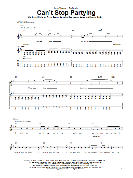 Download Weezer Can't Stop Partying Sheet Music
