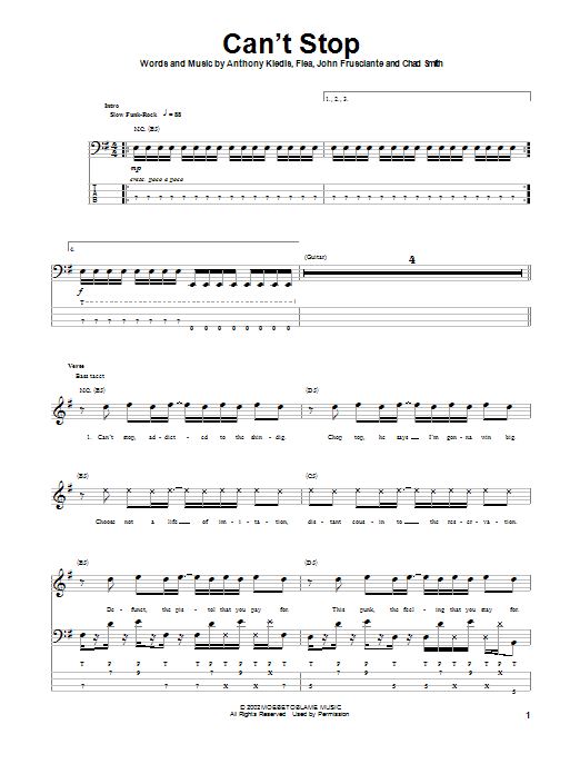 Download Red Hot Chili Peppers Can't Stop Sheet Music