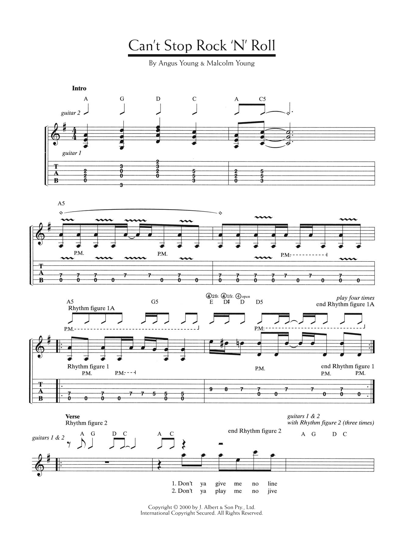 Download AC/DC Can't Stop Rock 'N' Roll Sheet Music