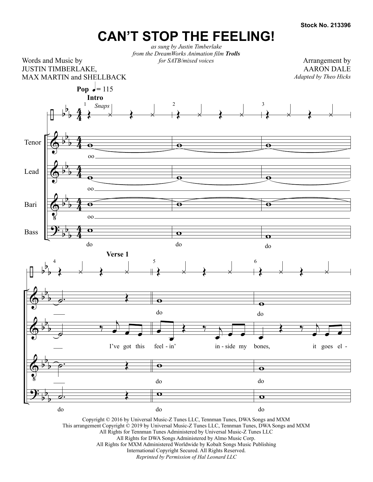 Download Justin Timberlake Can't Stop The Feeling! (from Trolls) ( Sheet Music