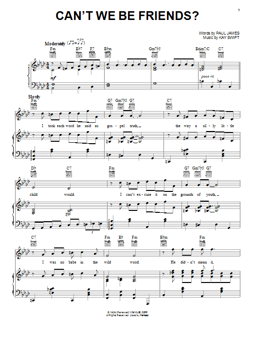 Download Frank Sinatra Can't We Be Friends Sheet Music