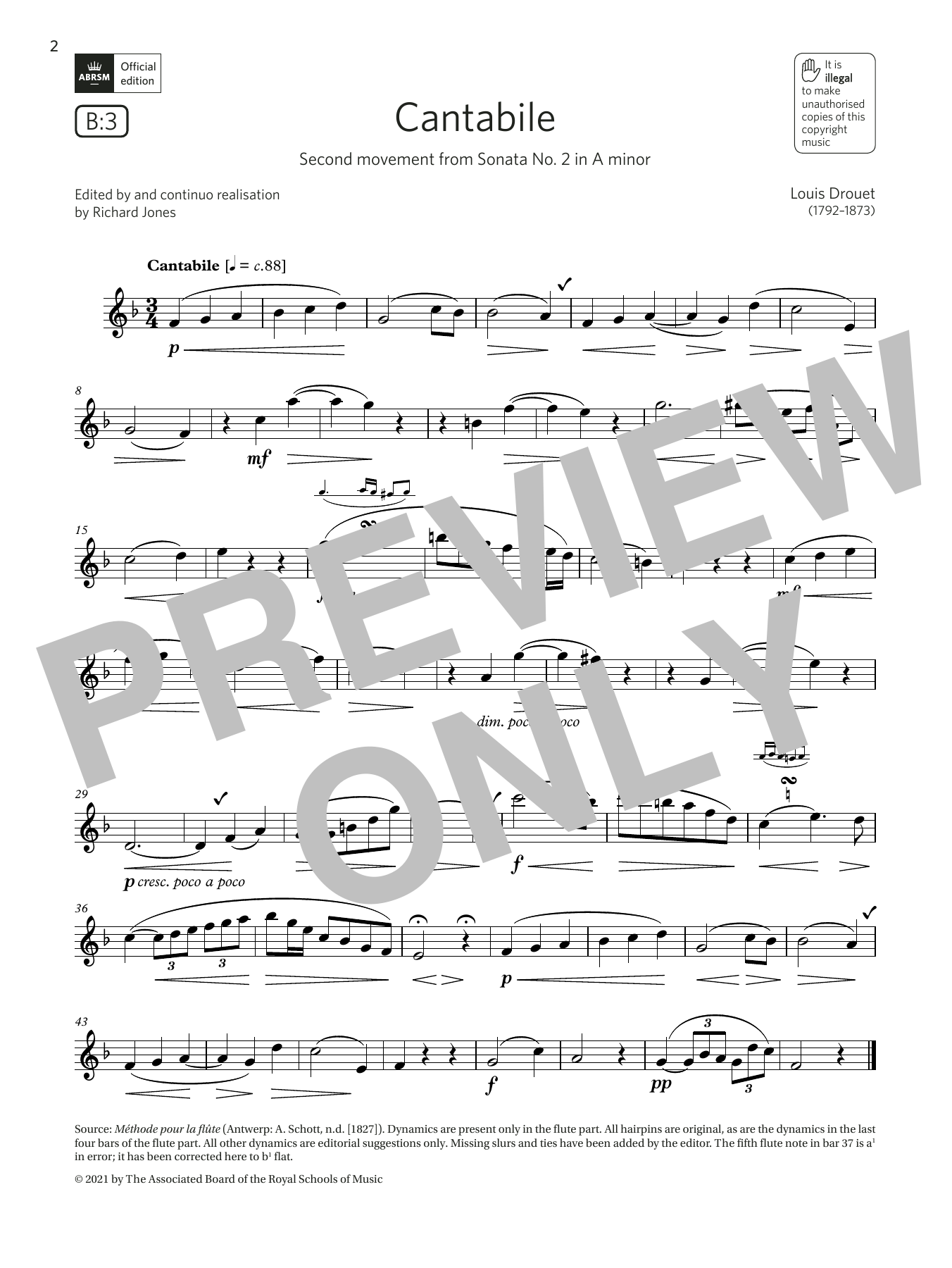 Download Louis Drouet Cantabile (from Sonata No. 2 in A minor Sheet Music