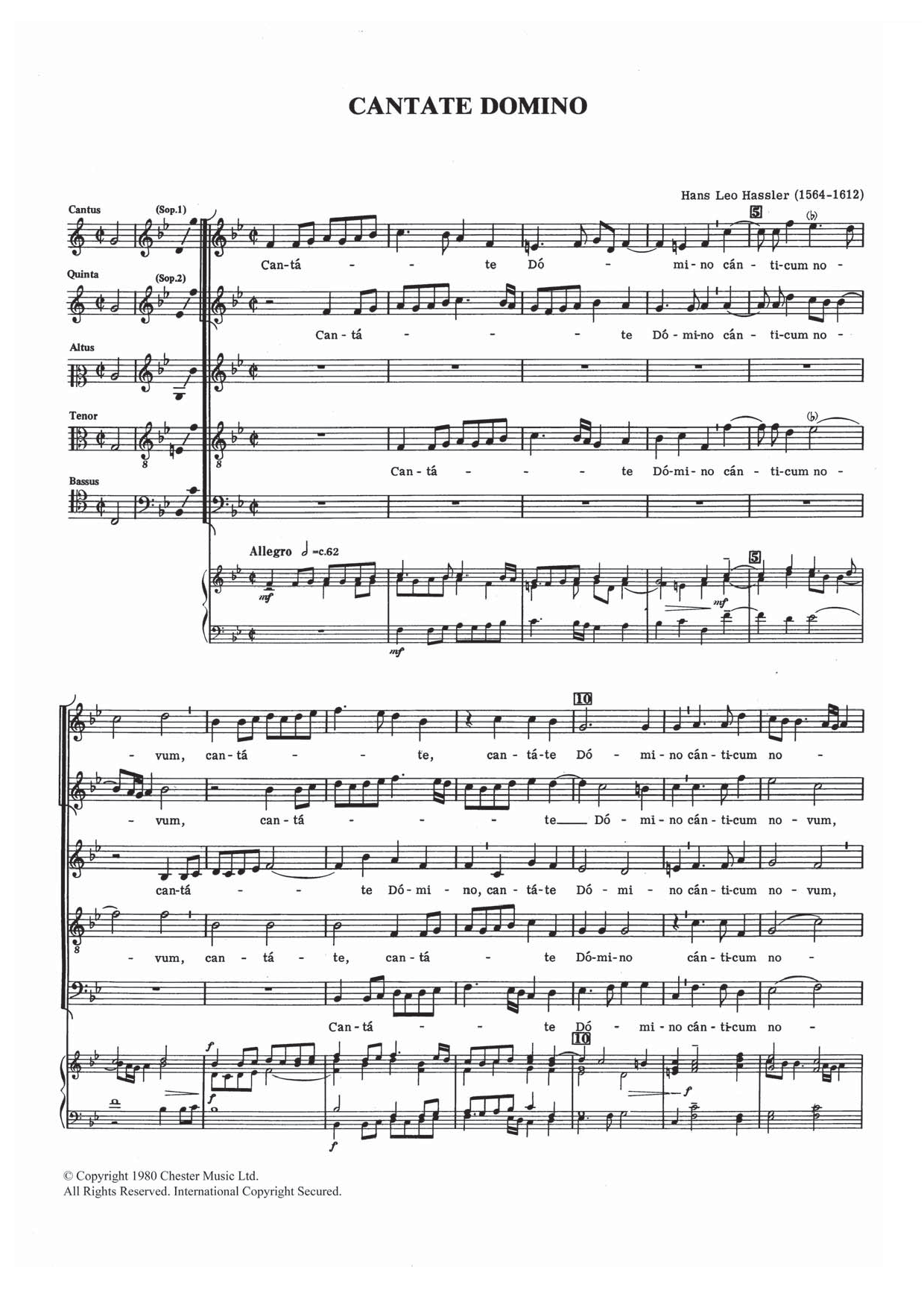 Download Hans Leo Hassler Cantate Domino Sheet Music