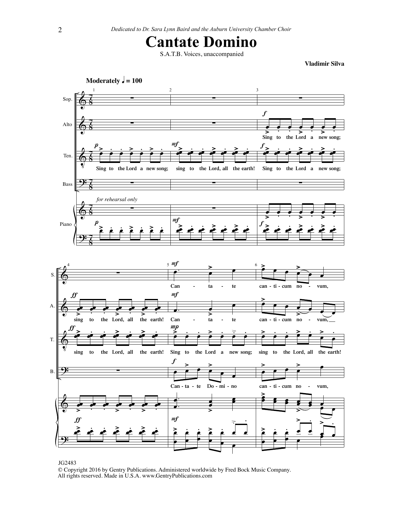 Download Vladimir Silva Cantate Domino Sheet Music