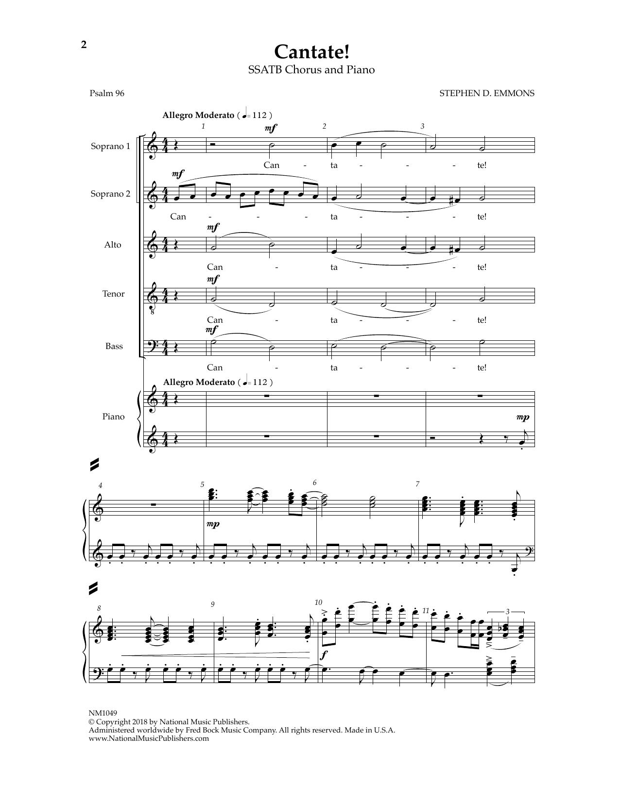 Download Stephen D. Emmons Cantate! Sheet Music