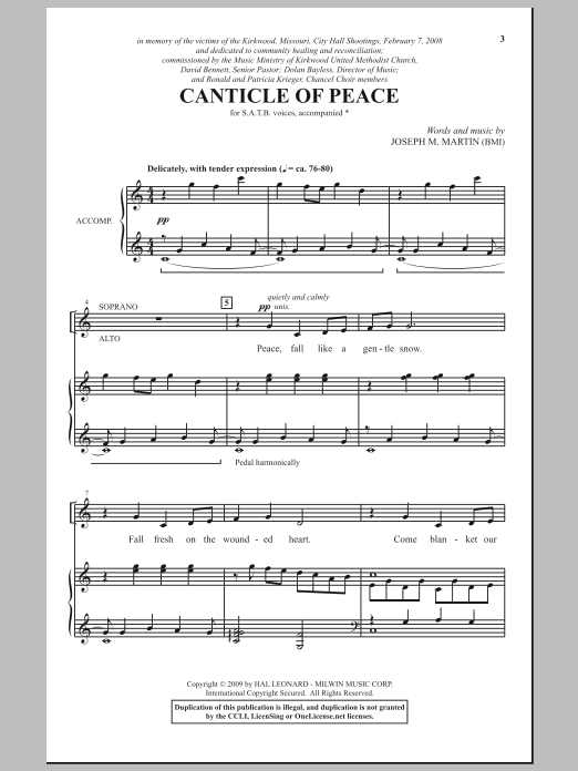 Download Joseph M. Martin Canticle Of Peace Sheet Music