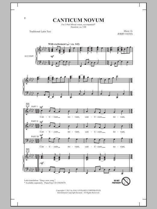 Download Jerry Estes Canticum Novum Sheet Music