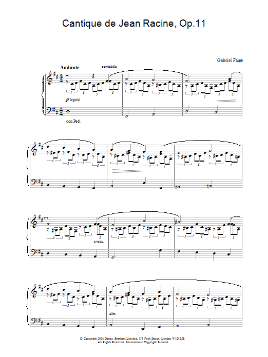 Download Gabriel Fauré Cantique de Jean Racine, Op.11 Sheet Music