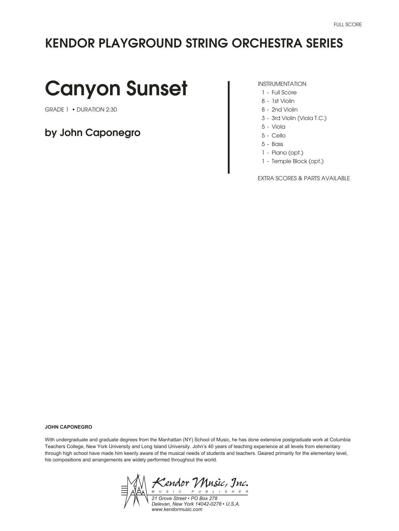 Download John Caponegro Canyon Sunset - Full Score Sheet Music