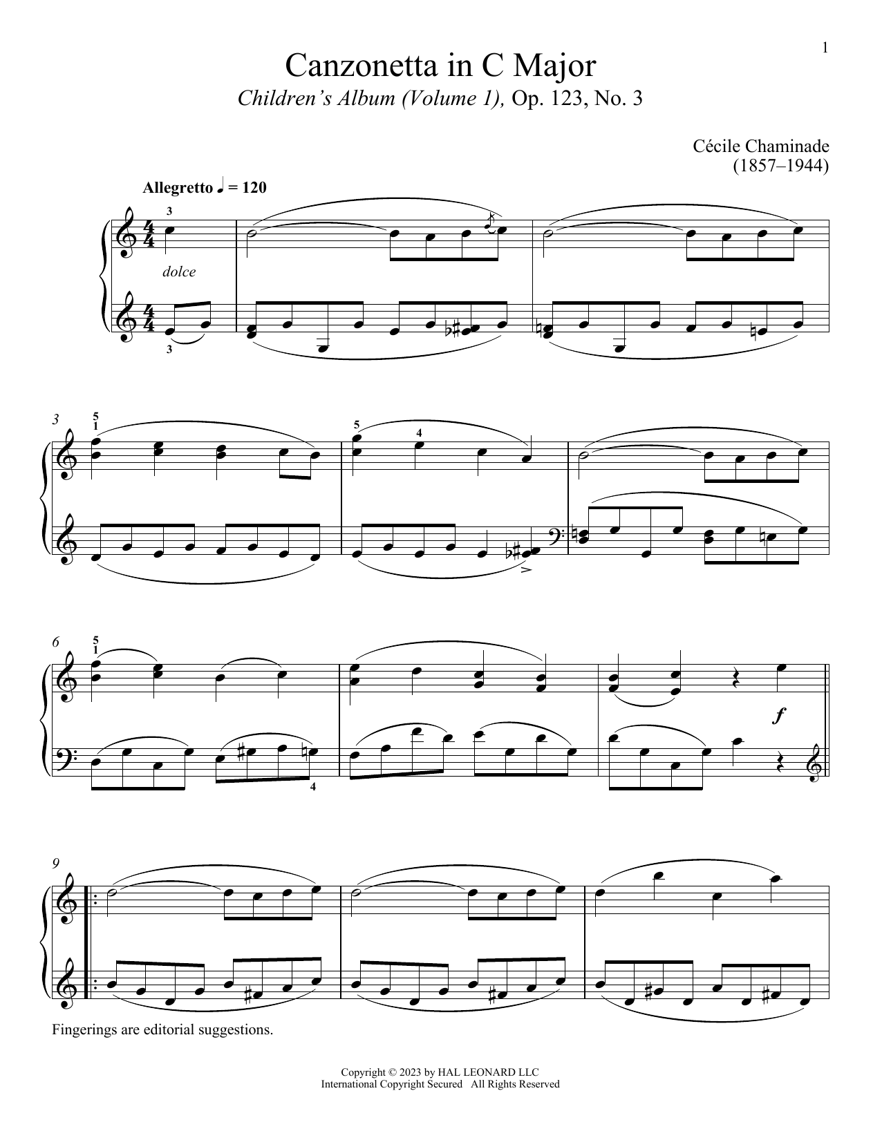 Download Cecile Chaminade Canzonetta Sheet Music