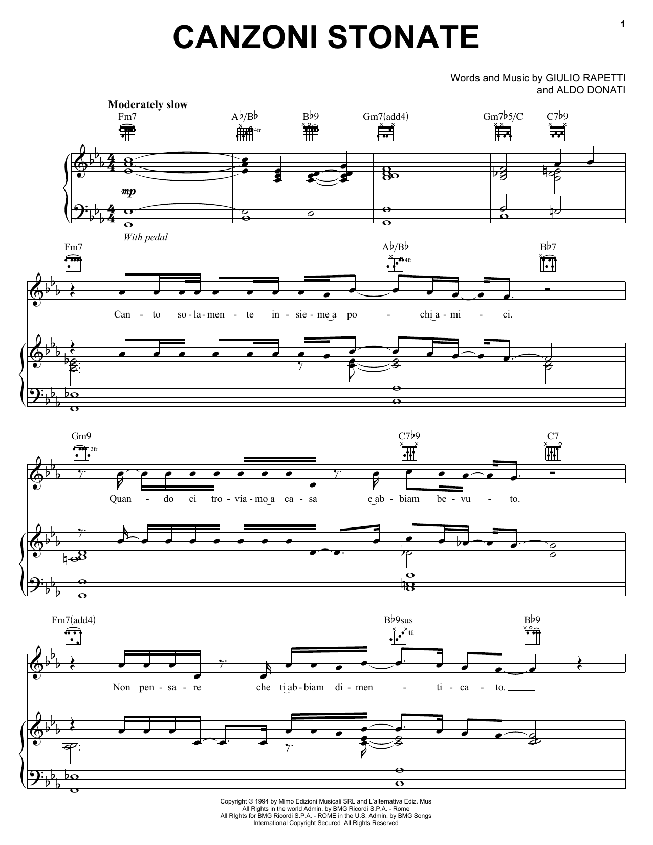 Download Andrea Bocelli Canzoni Stonate Sheet Music