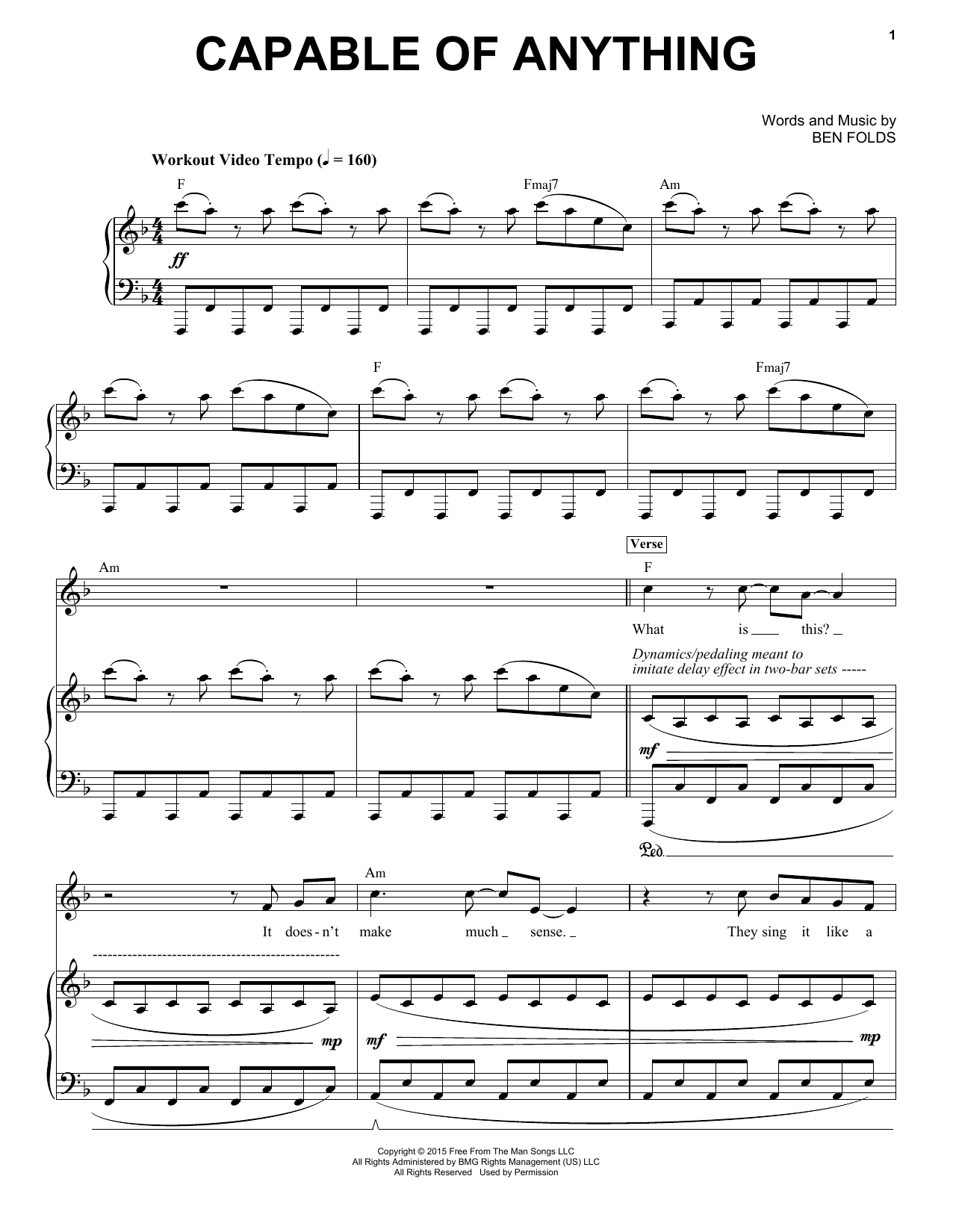 Download Ben Folds Capable Of Anything Sheet Music