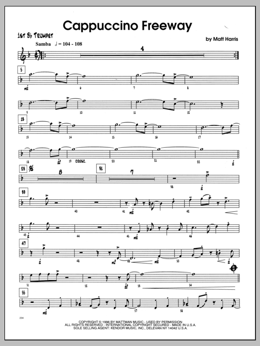 Download Matt Harris Cappuccino Freeway - 1st Bb Trumpet Sheet Music