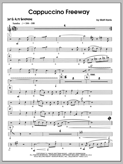 Download Matt Harris Cappuccino Freeway - 1st Eb Alto Saxoph Sheet Music
