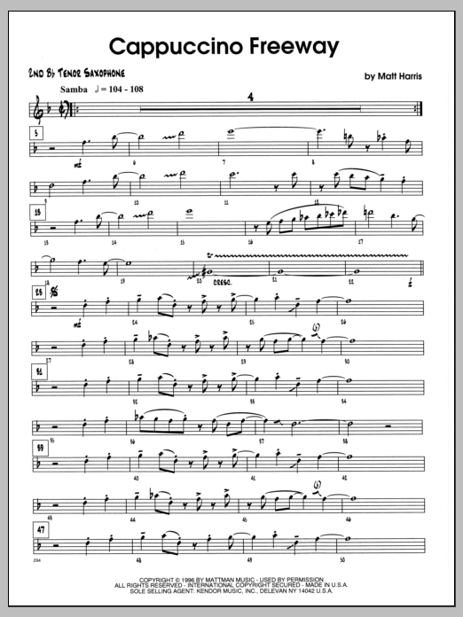 Download Matt Harris Cappuccino Freeway - 2nd Bb Tenor Saxop Sheet Music