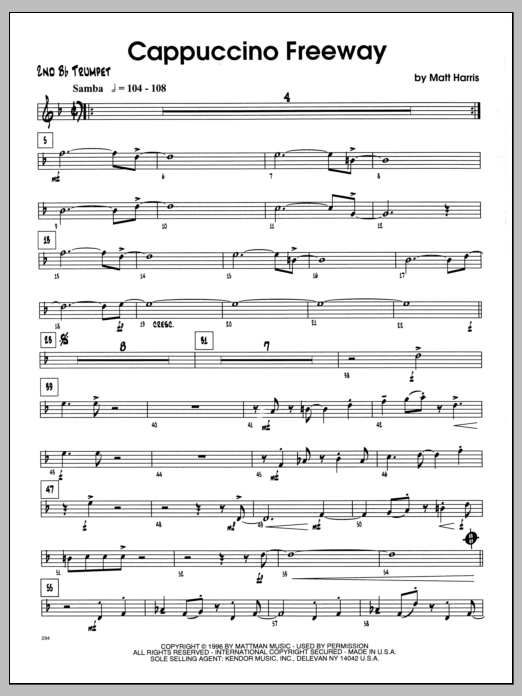 Download Matt Harris Cappuccino Freeway - 2nd Bb Trumpet Sheet Music
