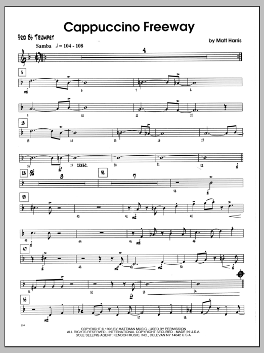 Download Matt Harris Cappuccino Freeway - 3rd Bb Trumpet Sheet Music