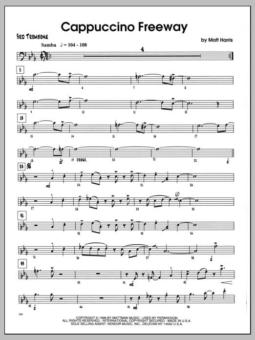 Download Matt Harris Cappuccino Freeway - 3rd Trombone Sheet Music