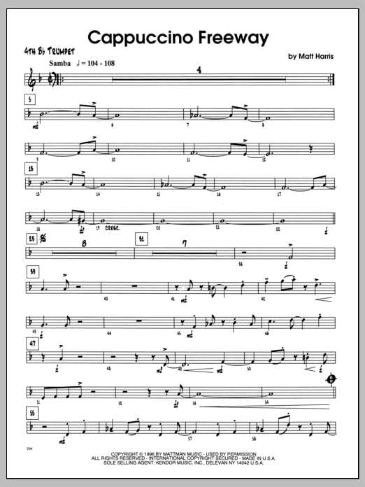 Download Matt Harris Cappuccino Freeway - 4th Bb Trumpet Sheet Music