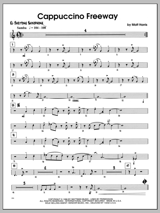 Download Matt Harris Cappuccino Freeway - Eb Baritone Sax Sheet Music
