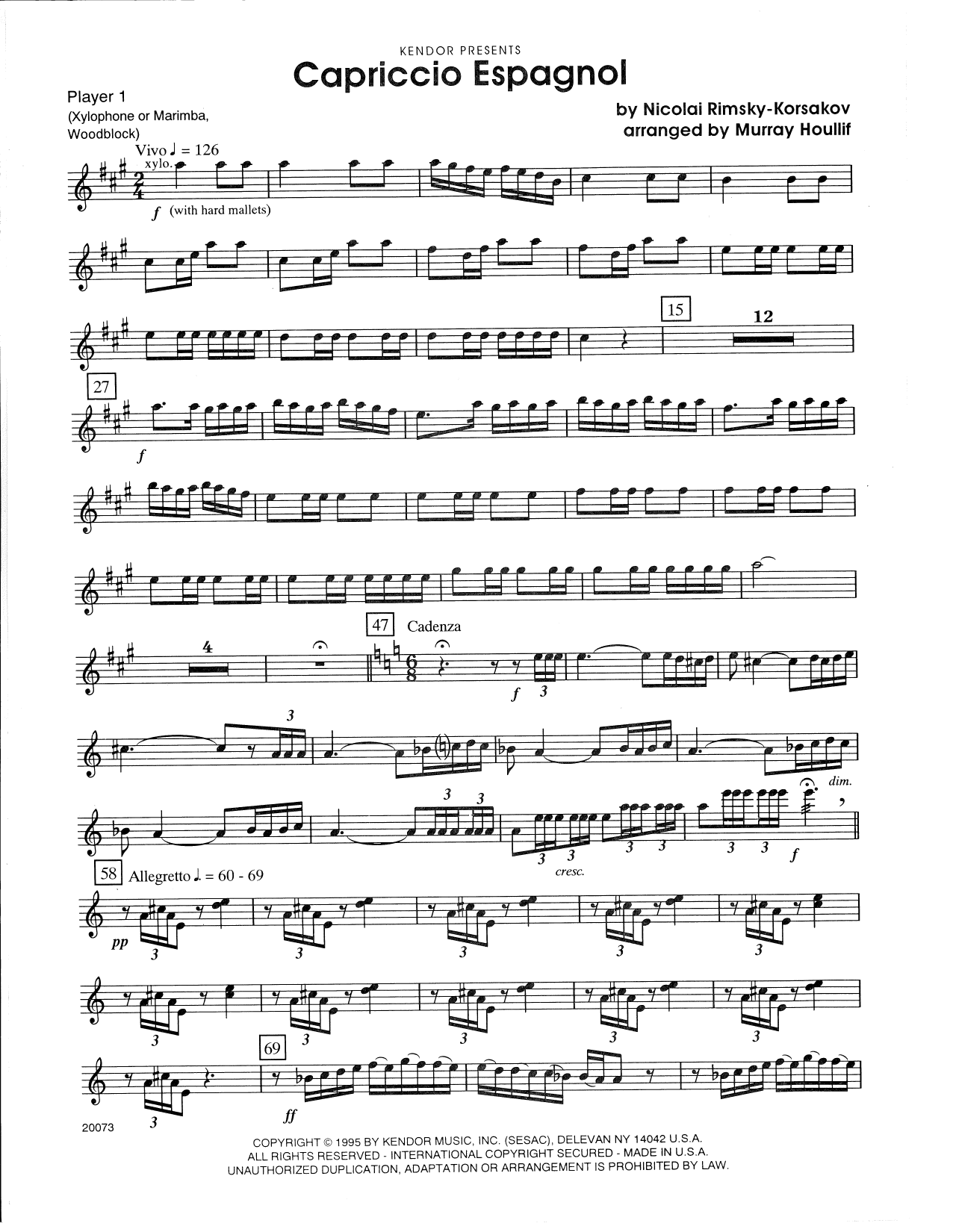 Download Nicolai Rimsky-Korsakov Capriccio Espagnol (arr. Murray Houllif Sheet Music