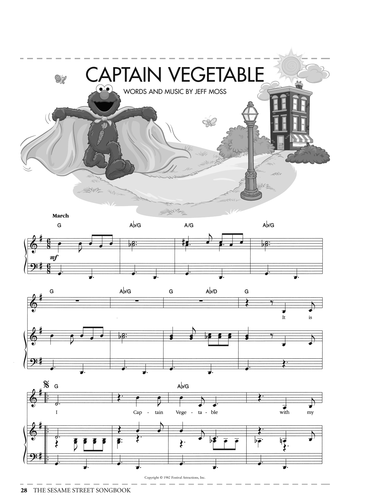 Jeff Moss Captain Vegetable (from Sesame Street) sheet music notes printable PDF score
