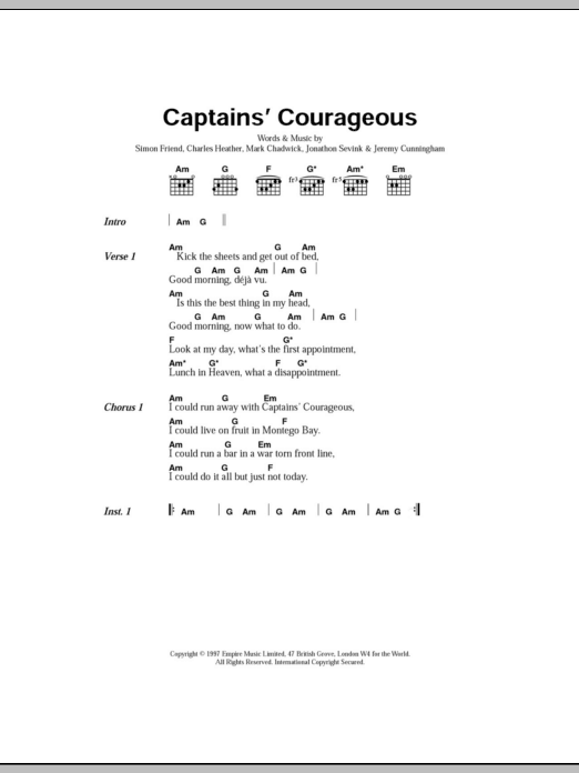 Download The Levellers Captain's Courageous Sheet Music