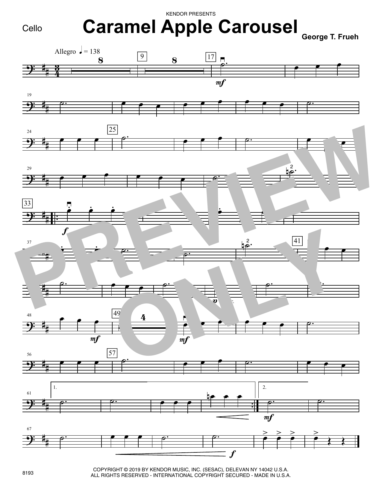 Download George T. Frueh Caramel Apple Carousel - Cello Sheet Music