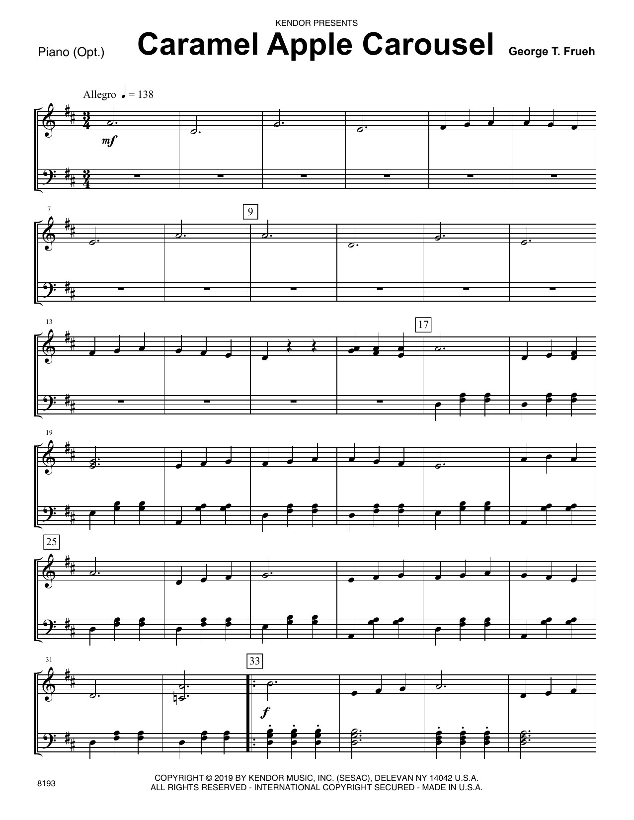 Download George T. Frueh Caramel Apple Carousel - Piano Accompan Sheet Music