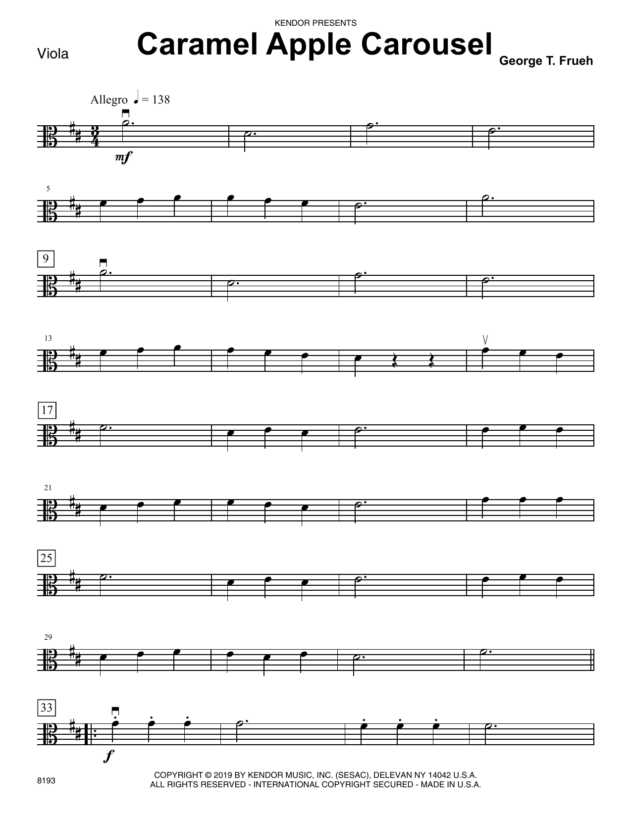 Download George T. Frueh Caramel Apple Carousel - Viola Sheet Music