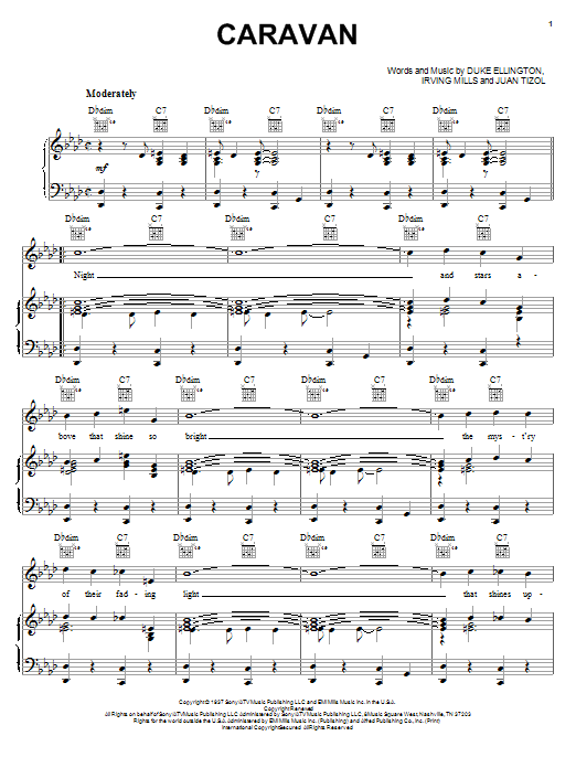 Duke Ellington Caravan sheet music notes printable PDF score