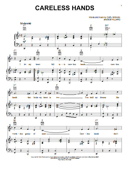 Download Bing Crosby Careless Hands Sheet Music