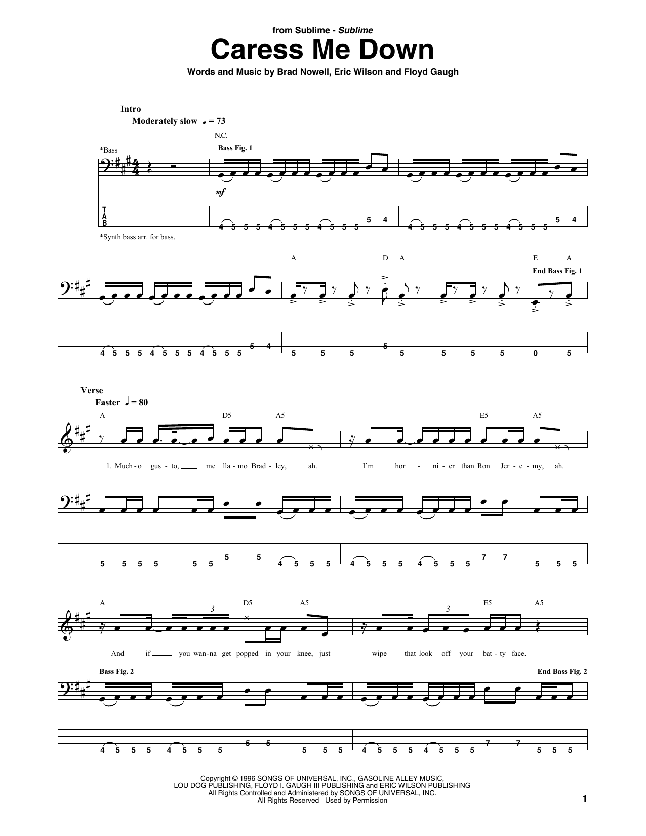 Download Sublime Caress Me Down Sheet Music
