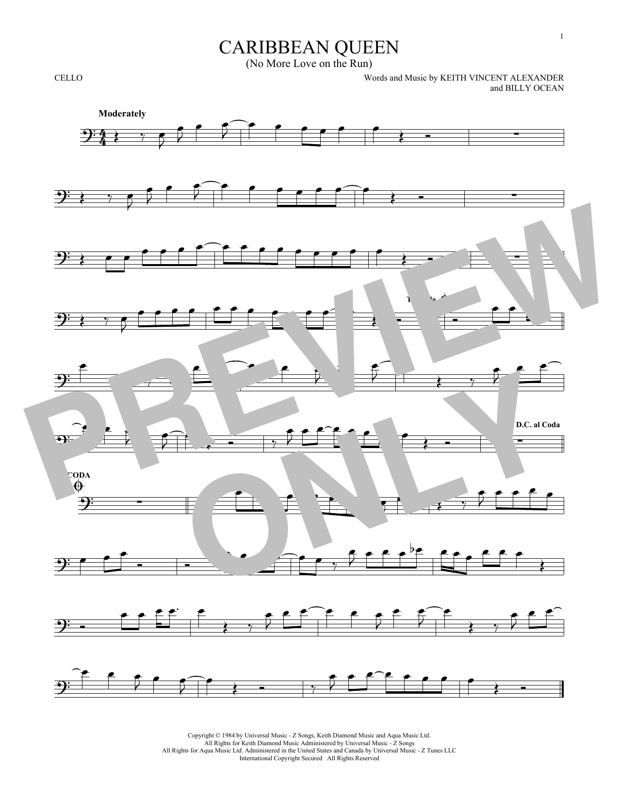 Download Billy Ocean Caribbean Queen (No More Love On The Ru Sheet Music