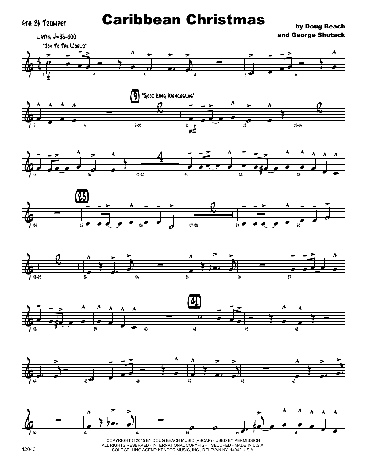 Download Doug Beach Caribbean Christmas - 4th Bb Trumpet Sheet Music