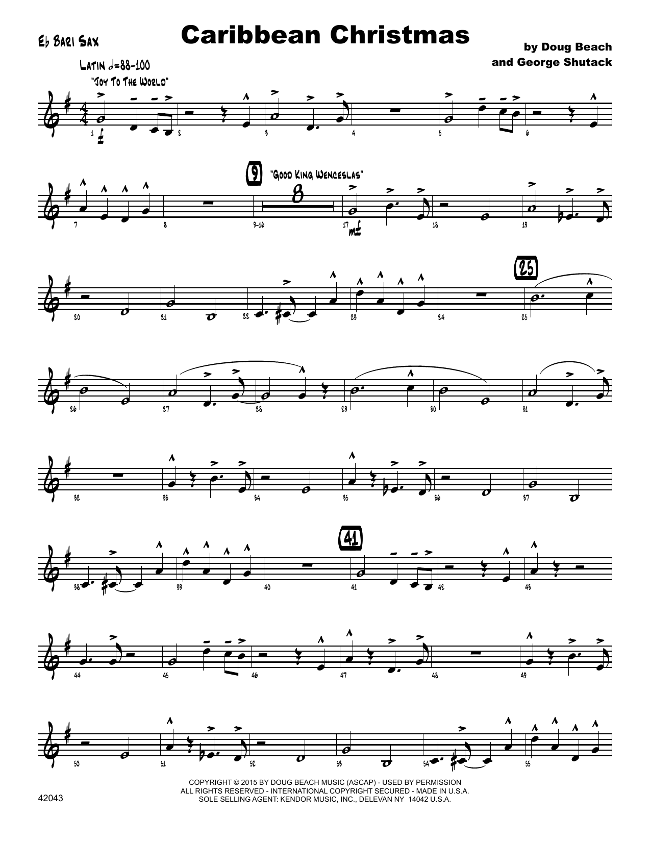 Download Doug Beach Caribbean Christmas - Eb Baritone Saxop Sheet Music