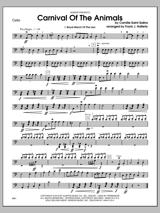 Download Halferty Carnival of the Animals - Cello Sheet Music