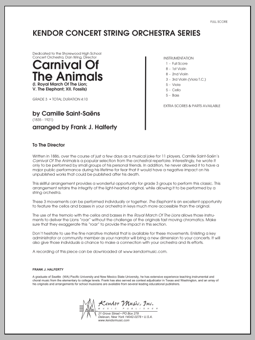 Download Halferty Carnival of the Animals - Full Score Sheet Music