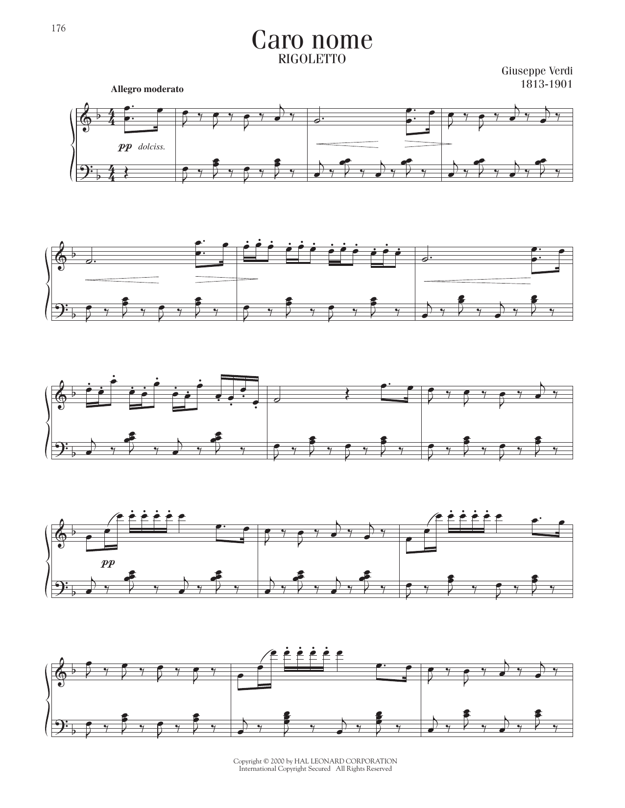 Giuseppe Verdi Caro Nome sheet music notes printable PDF score