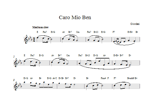 Giuseppe Giordani Caro Mio Ben sheet music notes printable PDF score