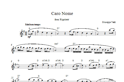 Giuseppe Verdi Caro Nome (from Rigoletto) sheet music notes printable PDF score