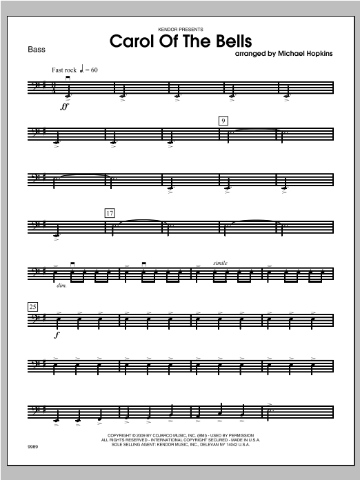 Download Michael Hopkins Carol of the Bells - Bass Sheet Music