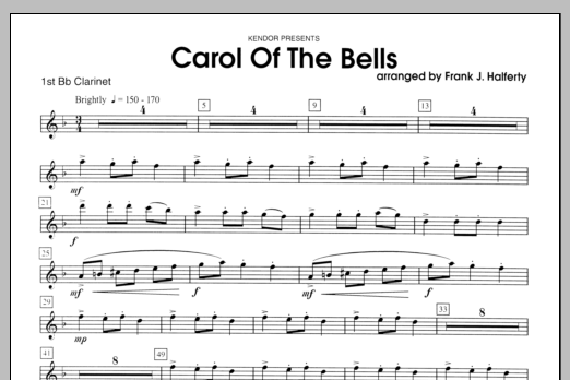 Download Halferty Carol of the Bells - Clarinet 1 Sheet Music