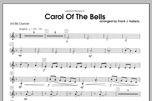 Download Halferty Carol of the Bells - Clarinet 3 Sheet Music