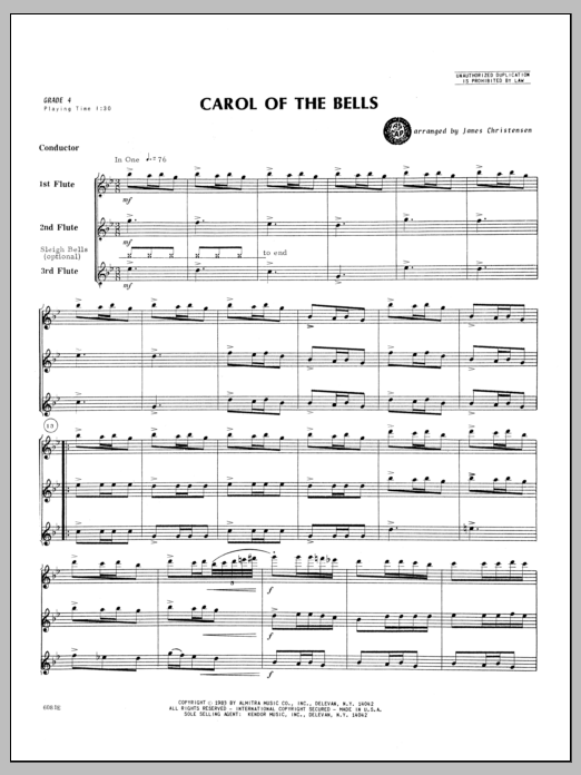 Download Christensen Carol of the Bells - Full Score Sheet Music