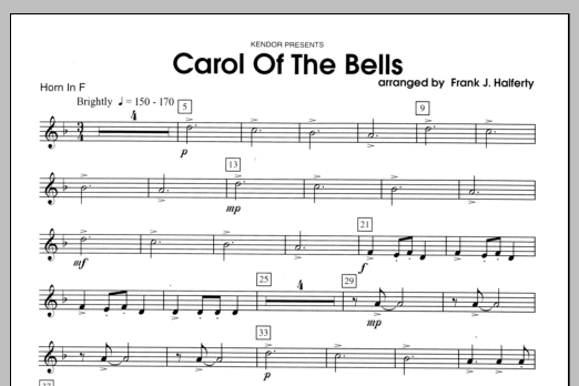 Download Halferty Carol of the Bells - Horn Sheet Music