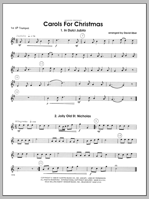 Download Uber Carols for Christmas - 1st Bb Trumpet Sheet Music