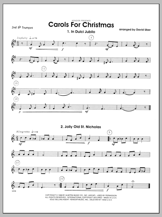 Download Uber Carols for Christmas - 2nd Bb Trumpet Sheet Music